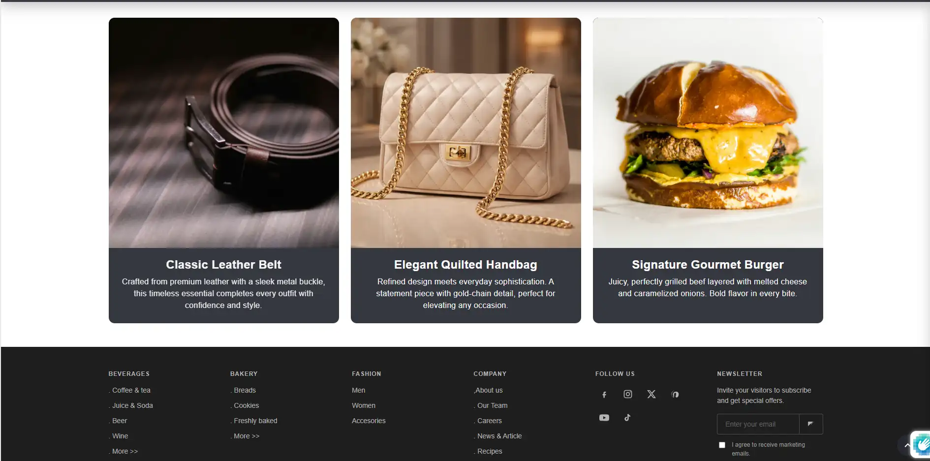 Placeholder: Footer promotion section with promotional cards