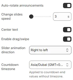 Placeholder: Theme layout with Announcement bar section at top