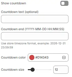 Placeholder: Announcement bar color and typography settings