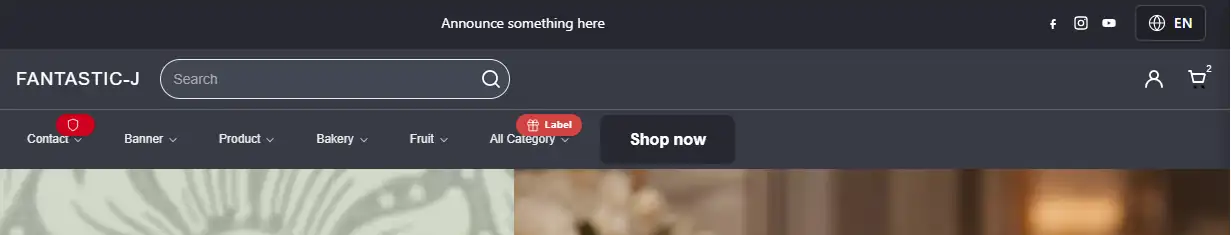 Placeholder: Announcement bar above header on storefront