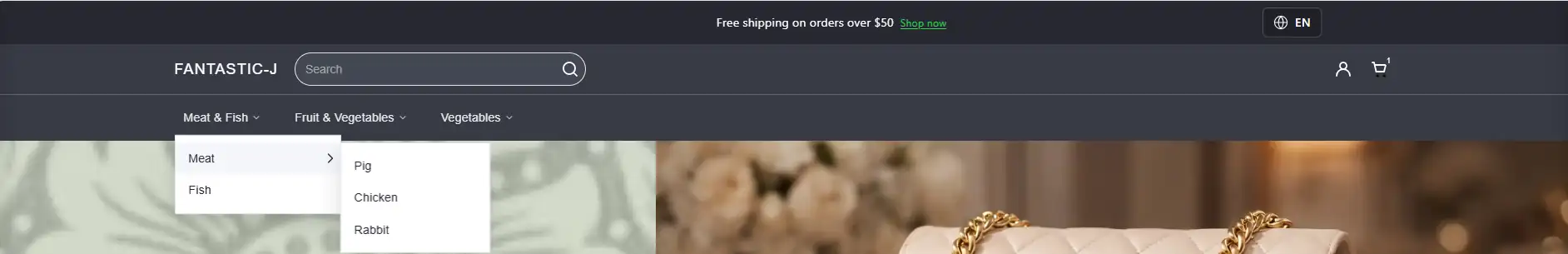 Placeholder: Open drop-down menu on storefront