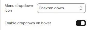 Placeholder: Header settings with dropdown icon and hover options