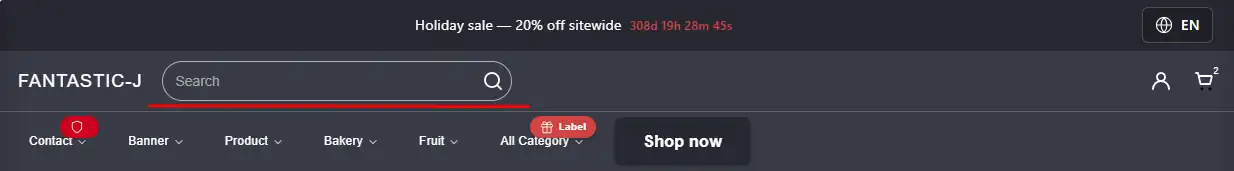 Placeholder: Header with search bar visible