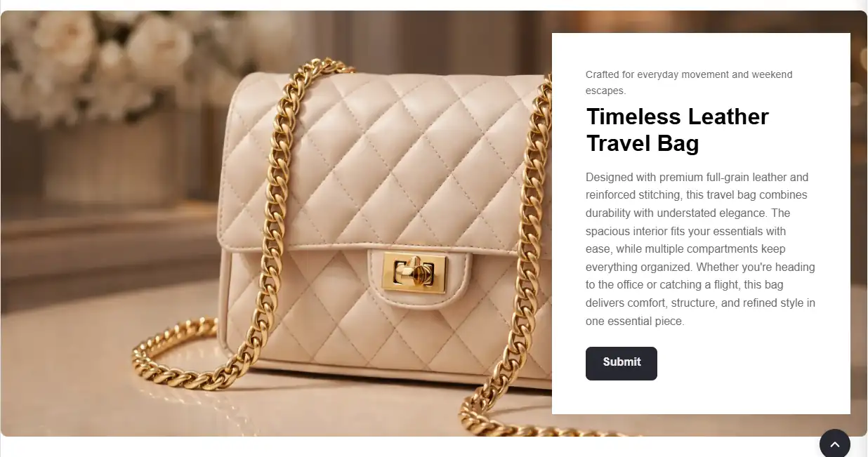 Large image with text box section preview in the theme editor